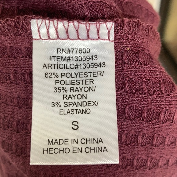 Chaser maroon plum waffle weave long sleeve shirt - Picture 14 of 16